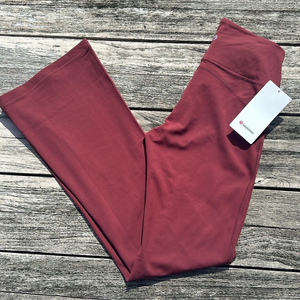 Lululemon Groove Super-High-Rise Flared Pant Nulu size 6 NWT Red Merlot… - Picture 1 of 7